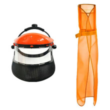 Kit Completo di Casco e Grembiule di Sicurezza per Tagliaerba e Decespugliatore da Giardino, Abbigliamento da Lavoro Traspirante A Copertura Totale