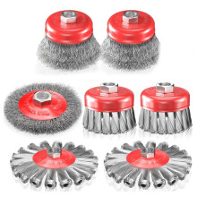 7 PCS Wire Wheel Brush for 4-1/2" Angle Grinder, Steel Knotted & Crimped Cup/Wheel Brushes (3" & 4"), 5/8"-11 Threaded