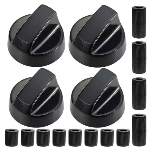 4-Piece Universal Control Knob Replacement Kit with 12 Adapters Compatible with Ovens/Stovetops/Range Universal Knobs A 1