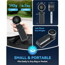 Portable Turbo Handheld Fan, 5 High-Speed Settings, 3600mAh Power, Digital Screen, Foldable USB/Type-C Charge A