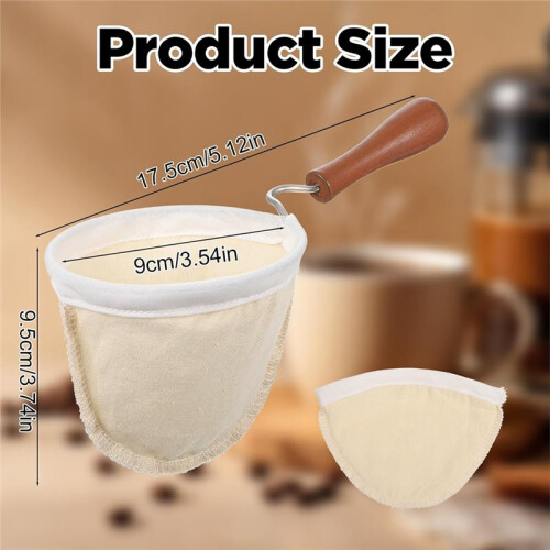 5pcs Coffee Sock Filter, Cloth Coffee Filters Reusable, Natural Cotton Pour over Coffee Strainer Set 1