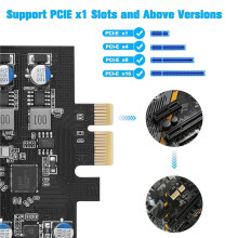 4 USB PCIe Card, PCI Express to USB Expansion Card 2X Type A-2X USB C PCIe Expansion Card for Desktop PC Adapter