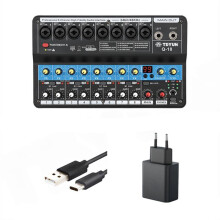 TEYUN Q-18 8 Channel Audio Mixer 99DSP 24Bit/48KHz Portable Professional Mixer 48V Phantom Power with OTG Functionality EU PLUG
