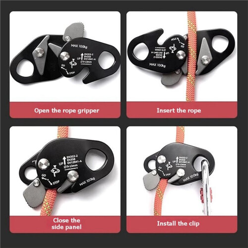 Mobile Rope Grab Self-Locking Device Height Fall Protection Fall Arrester Climbing Stop Descender for 9-13mm Rope B 2