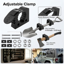 4PCS Shovel Holder for Truck Kit,Quick Release Clamp for MOLLE Panel with Anti-Slip Teeth, 1-1/5" to 1-1/2" Shovel Mount