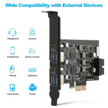 6-Port-USB-3.0-PCIe-Karte, PCIe-USB-Erweiterungskarte, USB-C-PCIe-Karte mit Low-Profile-Blende für Desktop-PCs