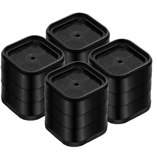 4 Pack Adjustable Furniture Risers, Square Stackable Bed Risers, Suitable for Bed Frame, Sofa, Couch, Table, Chair Legs