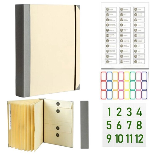 Document Organizer Binder for Important Documents, Bills, Checks, Birth Certificates & More Khaki