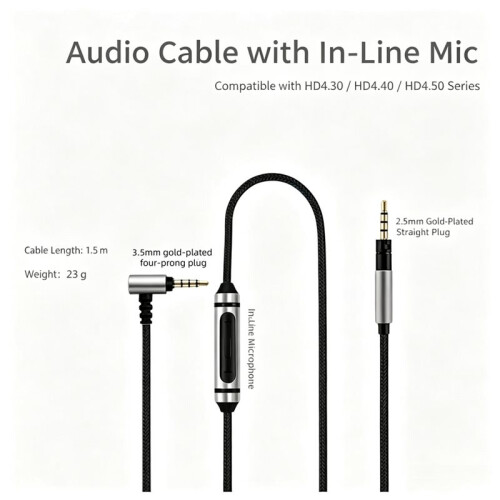 Audio Cable for  HD4.30 HD4.40 HD4.50 Headphone Cable Replacement Cords