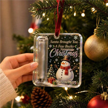 14pcs Christmas Cash Gift Holder Ornament, Crystal-Clear Christmas Money Holders for Cash, Holiday Xmas Tree Ornaments