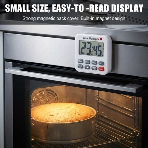 Magnetic Digital Kitchen Timer 99 Min 59 Sec Count  Down  LCD Display for Cooking Study White 2