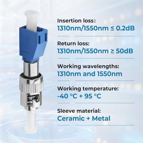 10 Pack ST to LC Fiber Optic Adapter, 9/125um Single Mode UPC Simplex Coupler for Telecom & Datacom Network Testing 2
