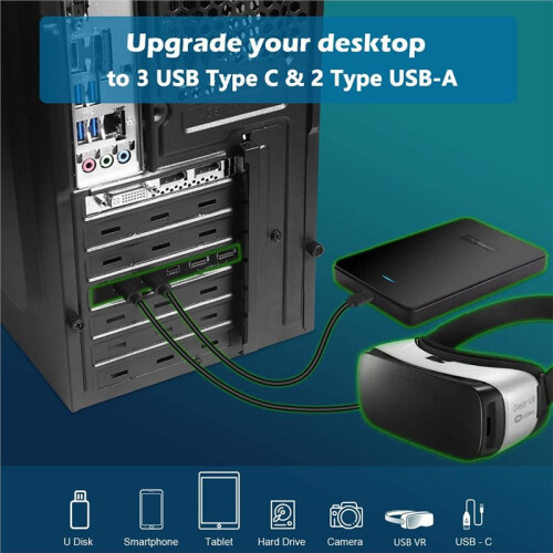Carte D'Extension USB 3.0 PCIe 5 Gbit/S pour Windows 10/8/7/XP 2
