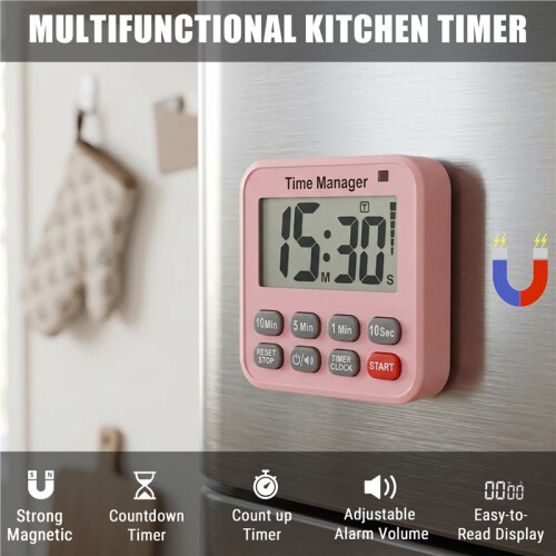 Magnetic Digital Kitchen Timer 99 Min 59 Sec Count  Down  LCD Display for Cooking Study 1