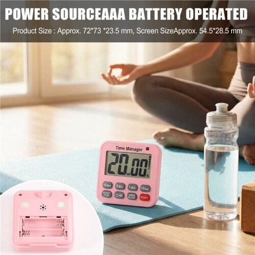 Timer da Cucina Digitale Magnetico da 99 Minuti e 59 Secondi con Conto Alla Rovescia e Ampio Display LCD, Colore Rosa.