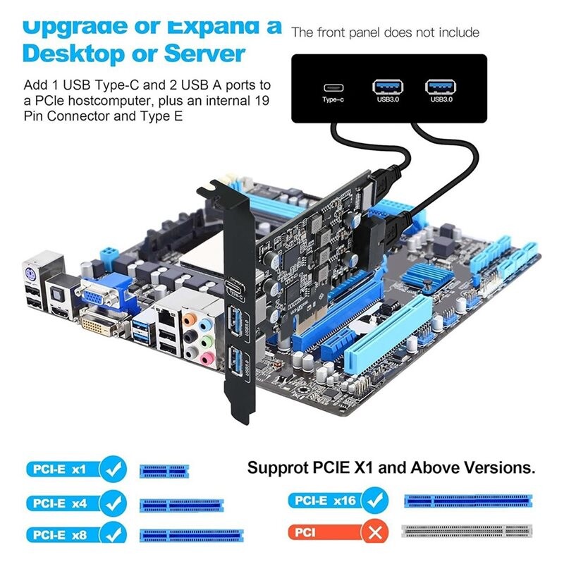 Usb Adapter For Desktop Computer USB 3.0 PCIe Expansion Card, 5 PCI Express Card with UASP Support PCIe ...