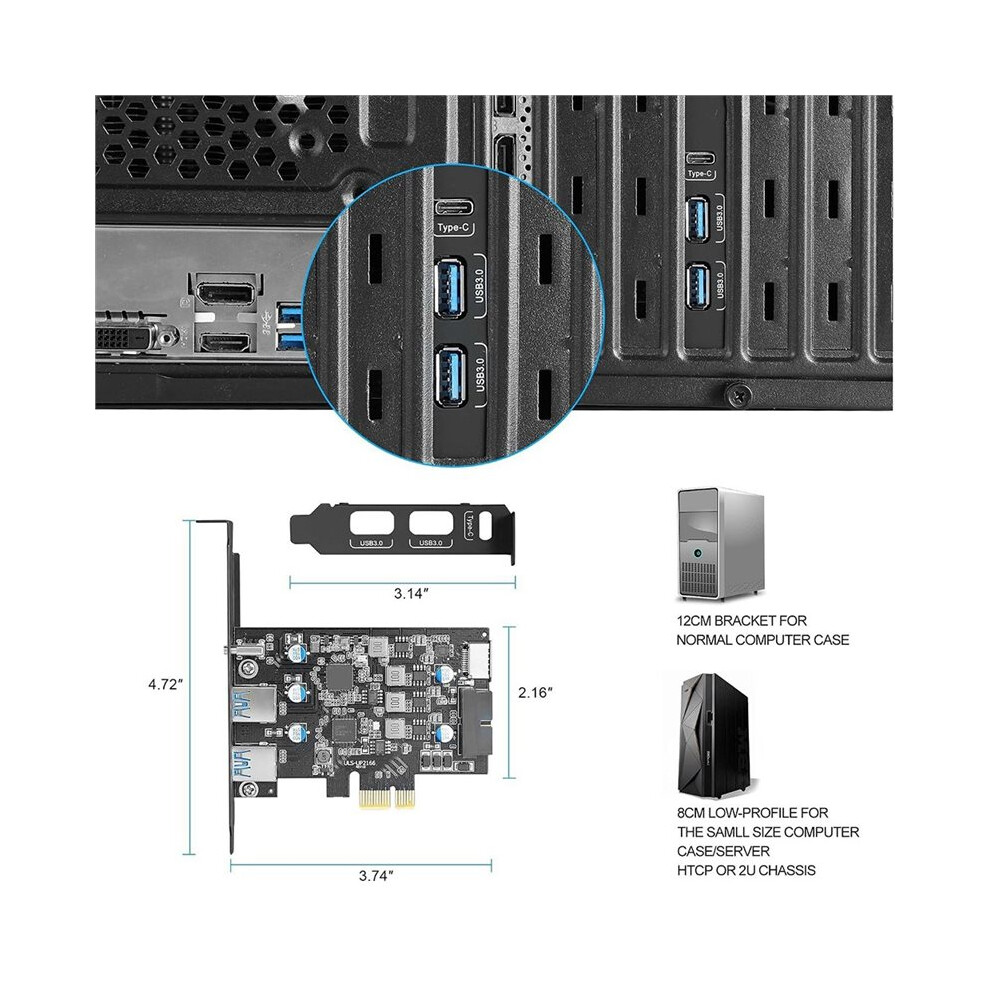 Usb Extender Pci Carte D'Extension USB 3.0 PCIe, Carte PCI Express à 5 avec Prise en ...