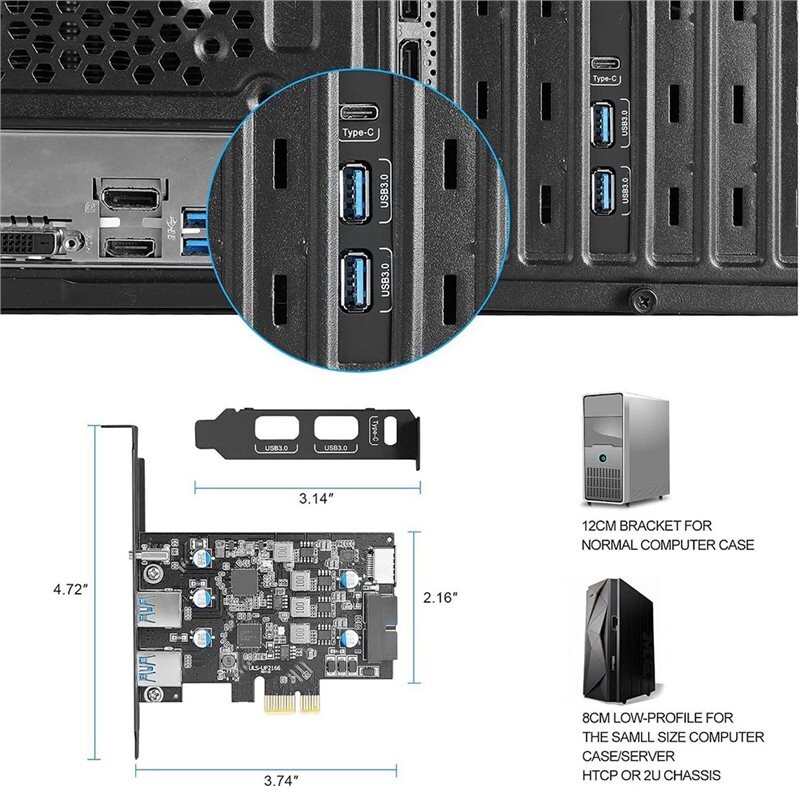 Usb Adapter For Desktop Computer USB 3.0 PCIe Expansion Card, 5 PCI Express Card with UASP Support PCIe ...