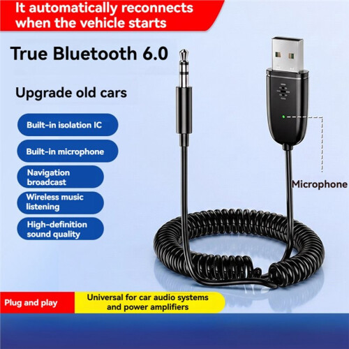 USB  6.0 Receiver Built-in Microphone Aux  Adapter for Car Speaker Auto Handfree Music Transmitter 2