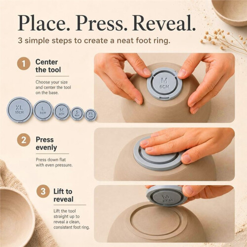 Upgraded with Size Scale 5 Sizes Pottery Foot  Template Consistent Base  Mold Ceramic Clay Trimming Tool DIY 2