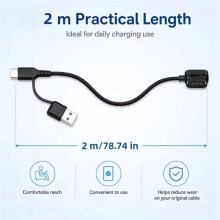 Ladekabel 2 M für Elektronische 12-Gang-Schaltung Di2 EW-EC300, Elektronischer Fahrrad-Ladeadapter, USB Typ-C