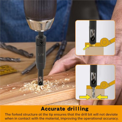 3 Pcs Self Centering Drill Bit Set 3/32", 7/64", 1/8", Self Centering Hinge Drill Bit Install Hinge &Drill Guide Hole 2