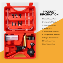 Vacuum Brake Bleeder Kit with Gauge&Tester Manual Hand Pump for Cars, Motorcycles, Bikes, Includes Adapters&Hose, One-Person Brake Fluid Bleeding Tool