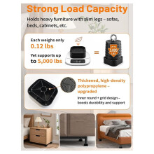 4 Pack Adjustable Furniture Risers, Square Stackable Bed Risers, Suitable for Bed Frame, Sofa, Couch, Table, Chair Legs