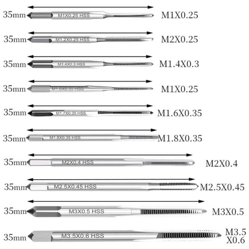 Metric Micro Taps Bit Small Hand Screw Thread Taps M1-M3.5 HSS Plug Machine Tapping Threading Repair Tool Tap
