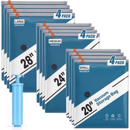 Vacuum Storage Bags 12 Pack Space Saver Clothes