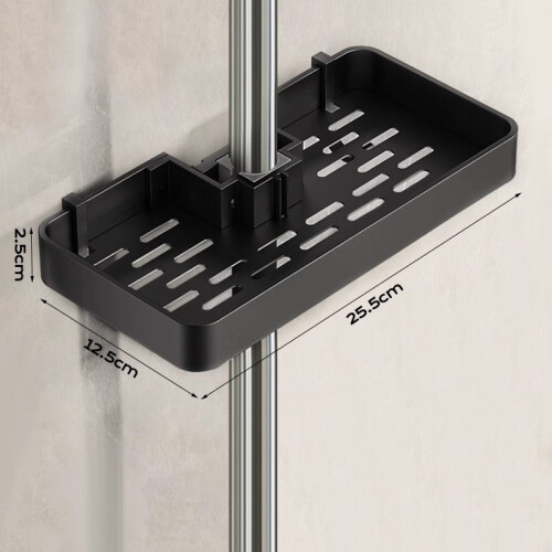 (Black)Contemporary Bathroom Shower Organizer With Space Aluminum Material For Room 2