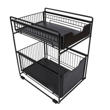 Set of 1 Kitchen Shelves Slide-Out Storage Rack Black