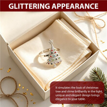 Weihnachtsbaum Serviettenringe 8Er Set, für Hochzeit, Erntedankfest, Familientreffen, Geburtstagsfeier (Silber)