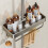 (Black)Contemporary Bathroom Shower Organizer With Space Aluminum Material For Room 5