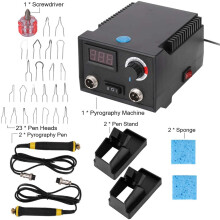 Pyrography Machine 60W, Wood Burning Tool with LCD Display, 0-750°C Pyrography Pen Kit, 2 Pens & 33 Wire Tips for Wood Leather Pumpkin