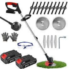 24V Electric Cordless Grass Trimmer Strimmer Garden Edger Cutter with 2 Battery