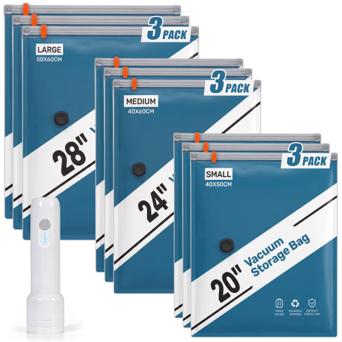 Vacuum Storage Bags Electric Pump Space Saver 9Pk