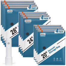 Vacuum Storage Bags Electric Pump Space Saver 12Pk