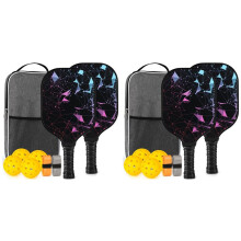 Pickleball Paddle, Fiberglass Pickleball Set with 4 Pickleball Paddles, 8 Pickleball Balls, 2 Portable Carry Bag