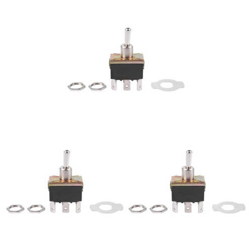 3X AC 250V/10A 125V/15A DPDT 3 Position /OFF/ 6 Pins Toggle  Black+Silver