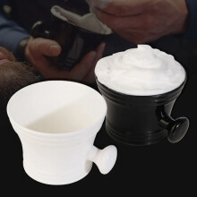 White Plastic Shaving Brush Bowl Men'S Beard Care Foam Mug Bowl with Handle Facial Cleaning Tools