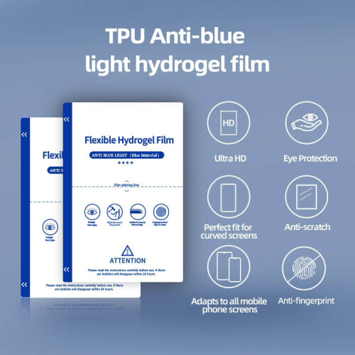 Protector de pantalla de hidrogel anti-luz azul para iPhone 18 Pro 2