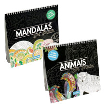 (Single at random) Mandalas and Animals Colour With Silver Foil Effect Colouring Book