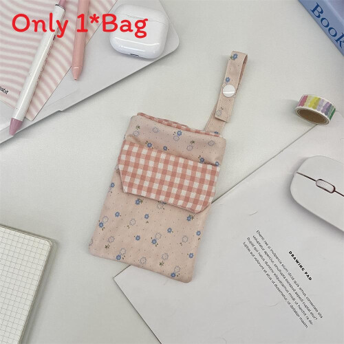 (Striped Light Pink) Multipurpose Pen Fabric Bag With Double Layer Capacity For Students Nurses Teachers
