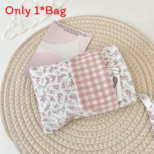 (Floral Pink) Multipurpose Pen Fabric Bag With Double Layer Capacity For Students Nurses Teachers