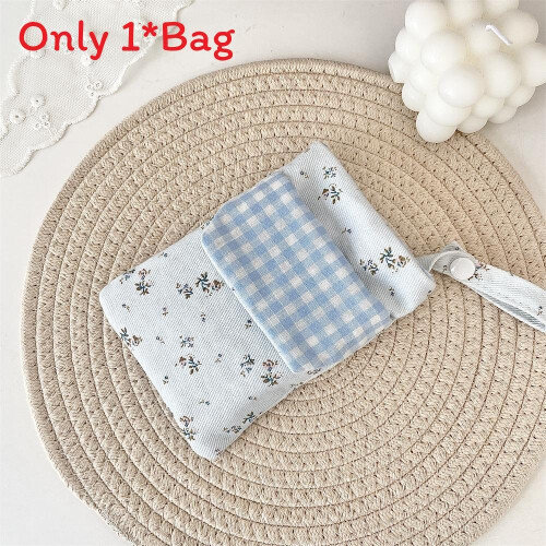 (Floral Blue) Multipurpose Pen Fabric Bag With Double Layer Capacity For Students Nurses Teachers