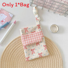(Bow Pink) Multipurpose Pen Fabric Bag With Double Layer Capacity For Students Nurses Teachers