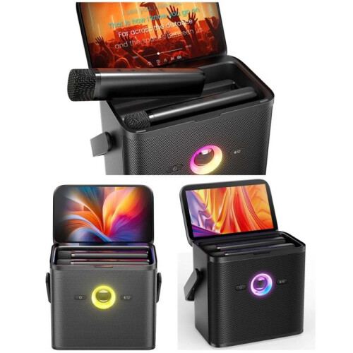 Enceinte karaoké - Ikarao Shell S3 - Bluetooth 5.4 - Écran HD 7 pouces - 2 micros sans fil