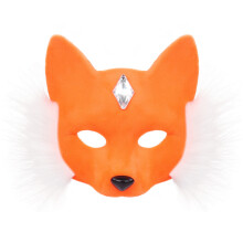 (White Orange) Halloween Fox Face Mask Cosplay Party Prop For Costume Events Performance Stage