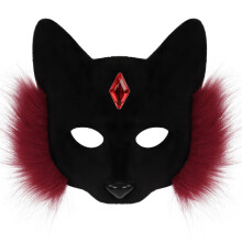 (Red Black) Halloween Fox Face Mask Cosplay Party Prop For Costume Events Performance Stage